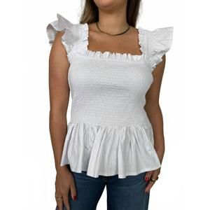 NEW PHIE COLLECTIVE poplin riza top in white